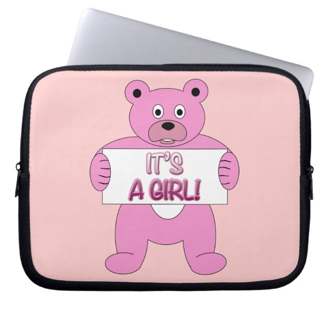 Protection Pour Ordinateur Portable C'est une fille rose ours (Devant)