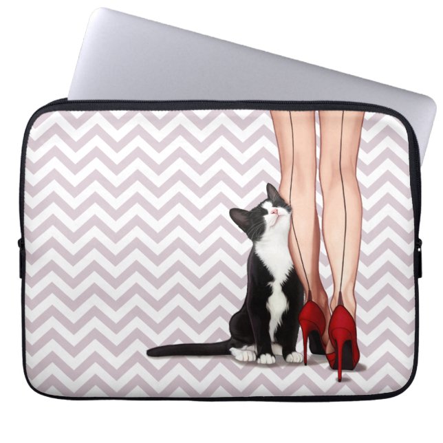 Protection Pour Ordinateur Portable Chat de femme et de smoking (Devant)