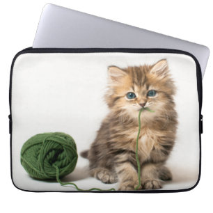 Protection Pour Ordinateur Portable Chaton avec le fil vert