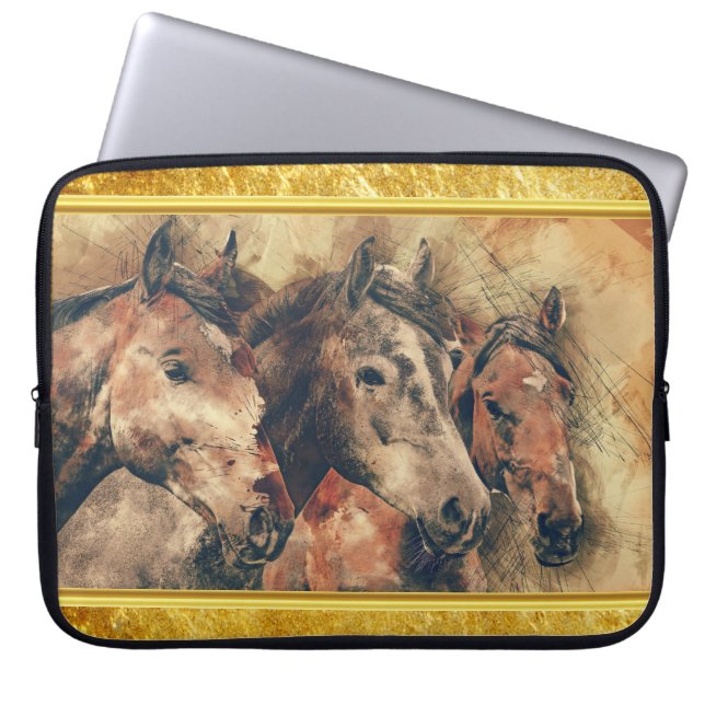 Protection Pour Ordinateur Portable Chevaux de Thoroughbred courant dans un champ (Devant)