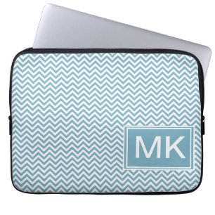 Protection Pour Ordinateur Portable Chevron bleu avec Monogramme