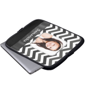 Protection Pour Ordinateur Portable chevron noir et blanc