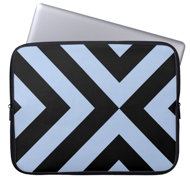 Protection Pour Ordinateur Portable Chevrons bleu clair et noir (Devant)