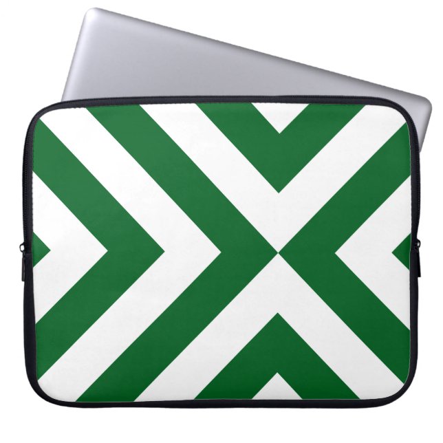 Protection Pour Ordinateur Portable Chevrons verts et blancs (Devant)