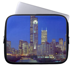 Protection Pour Ordinateur Portable Chicago, Illinois, Skyline la nuit avec Chicago