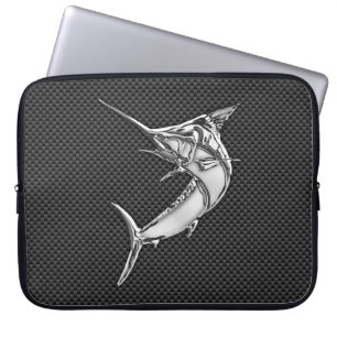 Protection Pour Ordinateur Portable Chrome Comme Marlin sur le Décor de fibre de carbo