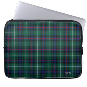 Protection Pour Ordinateur Portable Clan MacDonald Tartan Monogramme bleu et vert plai