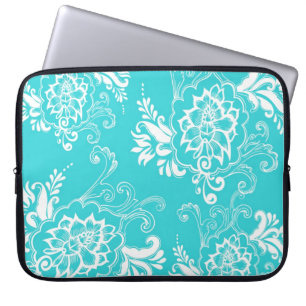 Protection Pour Ordinateur Portable Classique, élégant, design. floral bleu de girly a