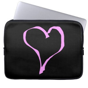 Protection Pour Ordinateur Portable Coeur rose sur le noir