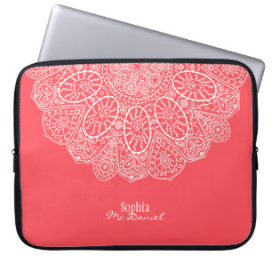 Protection Pour Ordinateur Portable Conception tirée par la main rose de corail de