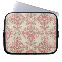 Corail élégant et motif damassé blanc antique