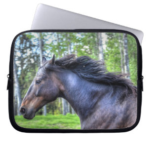 Protection Pour Ordinateur Portable Courir Black Thoroughbred Percheron Horse Photo
