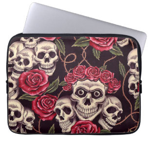 Protection Pour Ordinateur Portable Crânes et roses