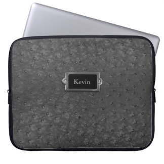 Protection Pour Ordinateur Portable Cuir noir beau de peau d'autruche de Faux