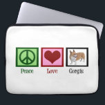 Protection Pour Ordinateur Portable Cute Corgi<br><div class="desc">Un signe de paix,  un coeur,  et un mignon corgi galet pembroke.</div>