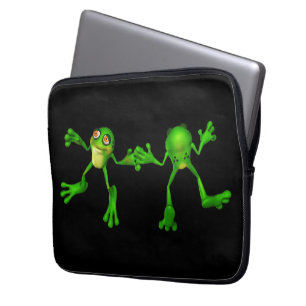 Protection Pour Ordinateur Portable Cute Froggy verte