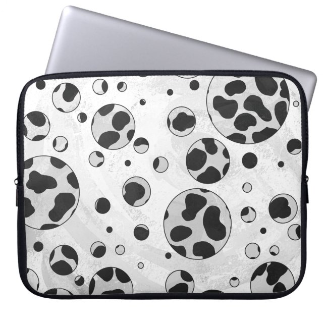 Protection Pour Ordinateur Portable Dalmatien Points Noirs et Blancs (Devant)