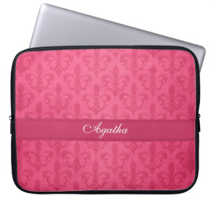 Protection Pour Ordinateur Portable Damask fleur de lis nommé coque portable rose fonc