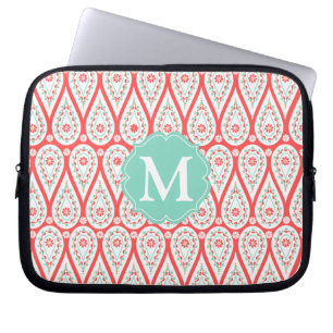 Protection Pour Ordinateur Portable Damassé élégante moderne Paisley de corail