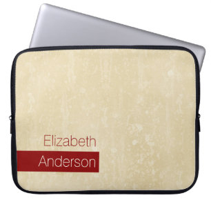 Protection Pour Ordinateur Portable Décontracté Chic Beige et Rouge Simple Grunge avec