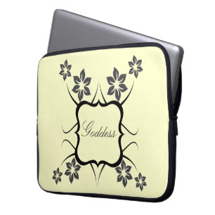 Protection Pour Ordinateur Portable Déesse Floral Electronique Sac, gris foncé