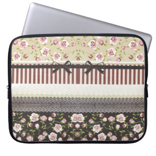 Protection Pour Ordinateur Portable Dentelle blanche Girly élégante et roses roses
