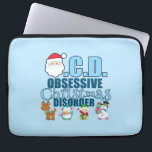 Protection Pour Ordinateur Portable Désordre obsédant de Noël (bleu)<br><div class="desc">J'ai le désordre obsédant de Noël. Je suis hanté avec toutes les choses mignonnes pour les vacances de Noël. Père Noël,  renne,  elfes et toutes les icônes de Noël d'amusement. Images par prettygrafik.com</div>