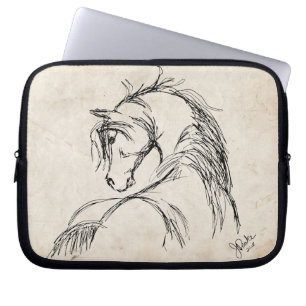 Protection Pour Ordinateur Portable Dessin de la tête d'un cheval d'art