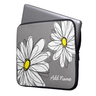 Protection Pour Ordinateur Portable Dessin Hipster Daisy - gris jaune
