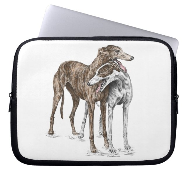 Protection Pour Ordinateur Portable Deux Greyhound Friends Dog Art (Devant)