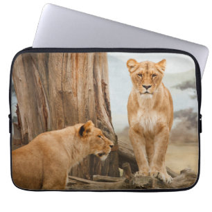 Protection Pour Ordinateur Portable Deux Lions Couple