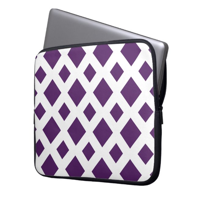 Protection Pour Ordinateur Portable Diamants violets sur blanc (devant gauche)