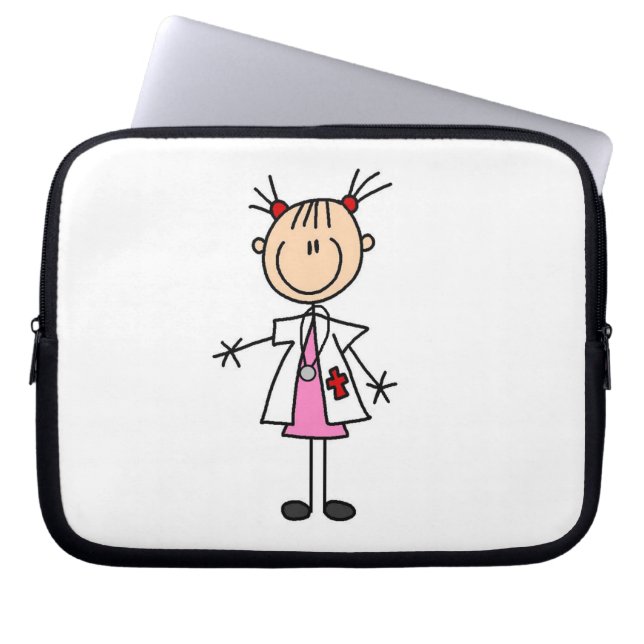 Protection Pour Ordinateur Portable Docteur féminin Stick Figure (Devant)