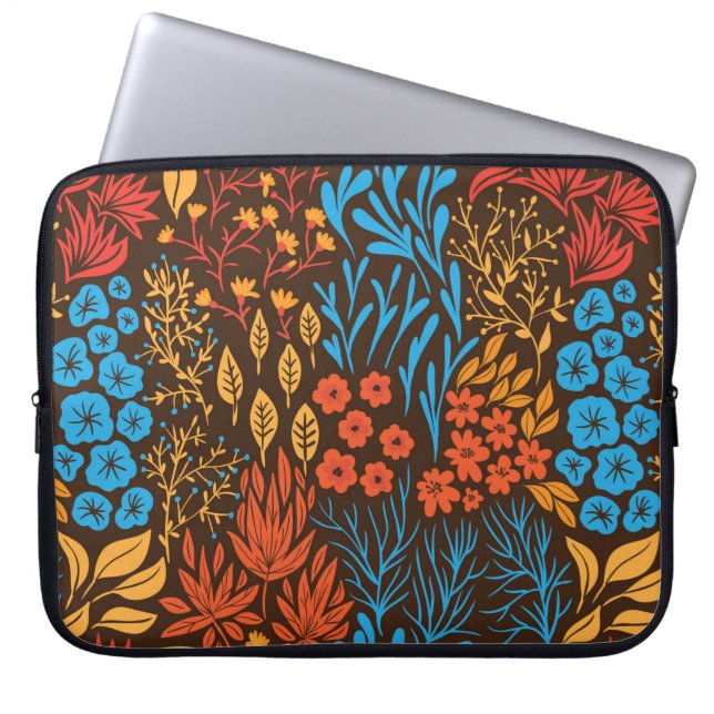 Protection Pour Ordinateur Portable Doodles floraux foncés (Devant)