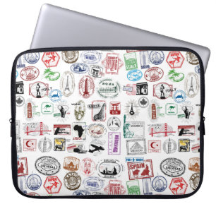Protection Pour Ordinateur Portable Douille de cas de motif de timbres de voyage