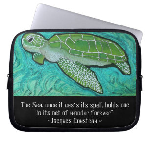 Protection Pour Ordinateur Portable Douille de l'électronique de tortue de mer verte