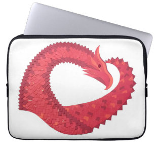 Protection Pour Ordinateur Portable dragon à coeur rouge sur fond blanc