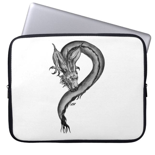 Protection Pour Ordinateur Portable Dragon noir et blanc (Devant)