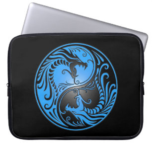 Protection Pour Ordinateur Portable Dragons, bleu et noir de Yin Yang