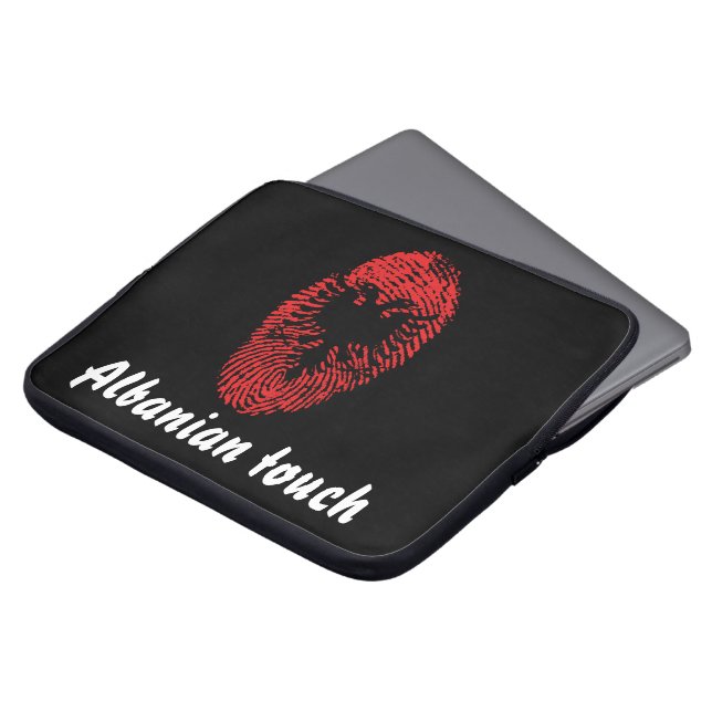 Protection Pour Ordinateur Portable Drapeau albanais d'empreinte digitale de contact (Devant haut)
