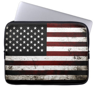Protection Pour Ordinateur Portable Drapeau américain grunge noir