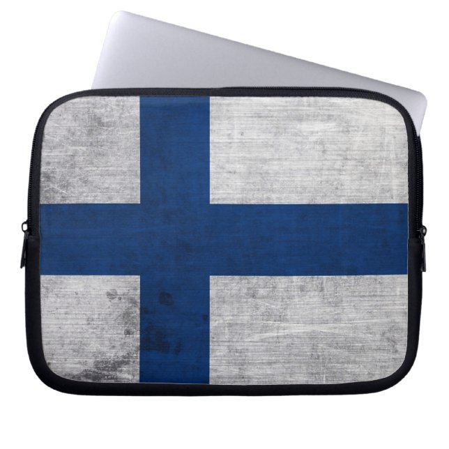 Protection Pour Ordinateur Portable Drapeau de Finlande Grunge (Devant)