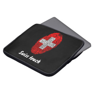 Protection Pour Ordinateur Portable Drapeau d'empreinte digitale de contact de Suisse