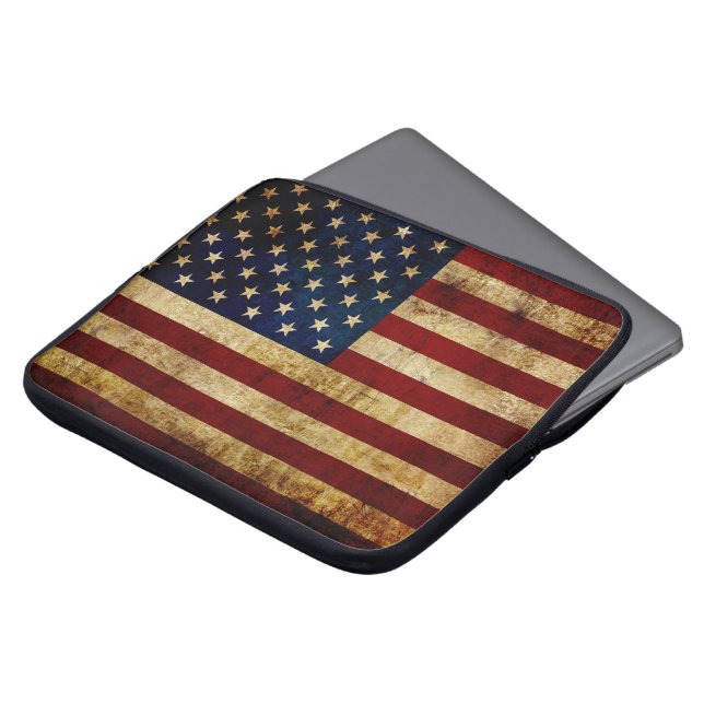 Protection Pour Ordinateur Portable Drapeau USA / Grunged (Devant haut)