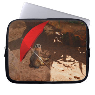 Protection Pour Ordinateur Portable Drôle Meerkat Assis Sous Un Parapluie,