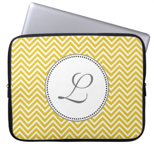 Protection Pour Ordinateur Portable Élégant, classique jaune ensoleillé chevron zigzag
