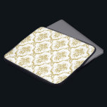 Protection Pour Ordinateur Portable Élégant Damas d'or sur Arrière - plan blanc<br><div class="desc">Design élégant avec feuille d'or look damas floral sur arrière - plan blanc que vous pouvez changer.</div>