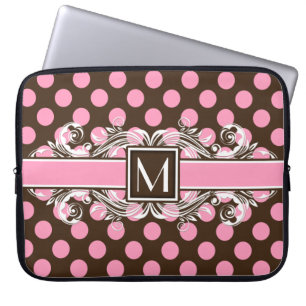 Protection Pour Ordinateur Portable Élégant Motif de points géométriques monogrammes