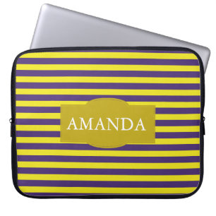 Protection Pour Ordinateur Portable Élégant Motif de rayures jaune et violet