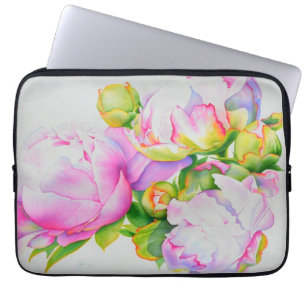 Protection Pour Ordinateur Portable Elégante peinture d'aquarelle blanche rose